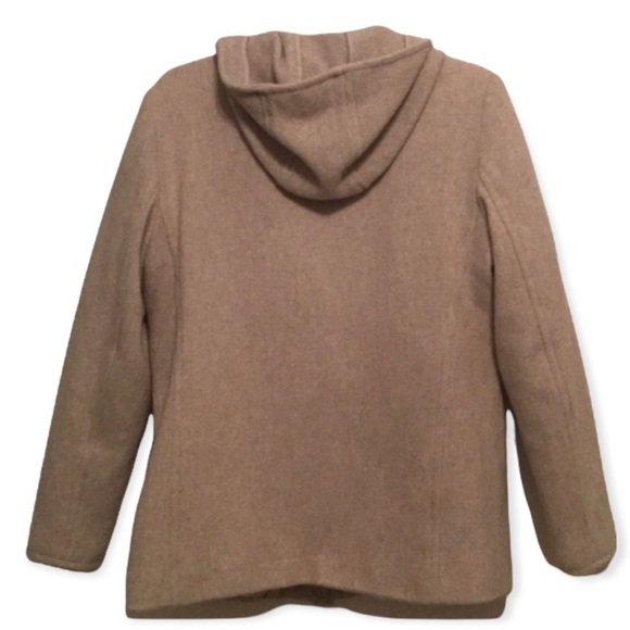 GAP Jacket/Pea Coat With Hood Wool Blend Light Beige Size Large - Picture 2 of 9
